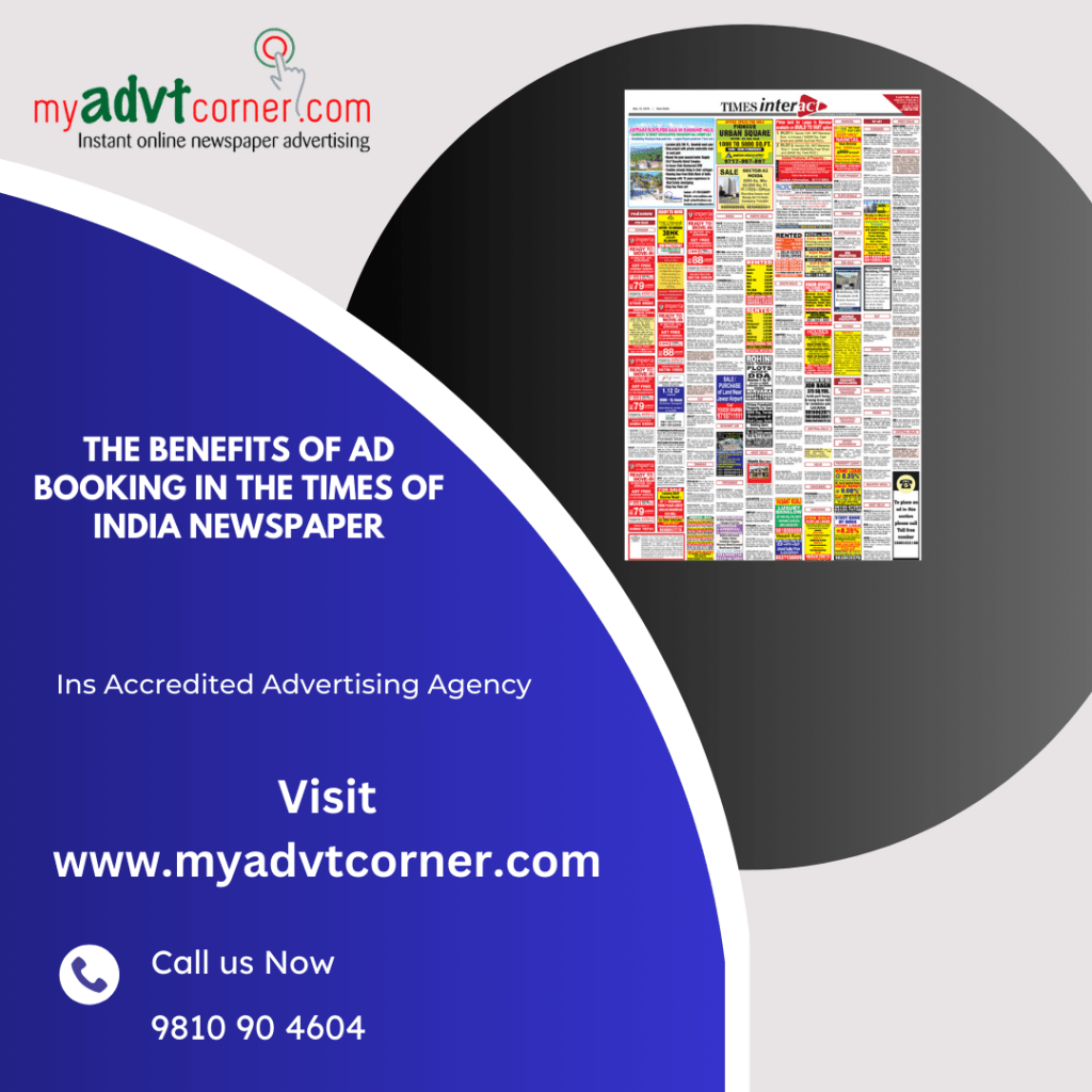 The Benefits of ad booking in The Times of India&nbsp;Newspaper
