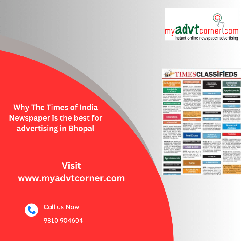 Why The Times of India Newspaper is the best for advertising in&nbsp;Bhopal