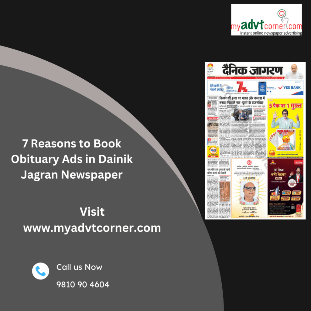 7 Reasons to Book Obituary Ads in Dainik Jagran&nbsp;Newspaper