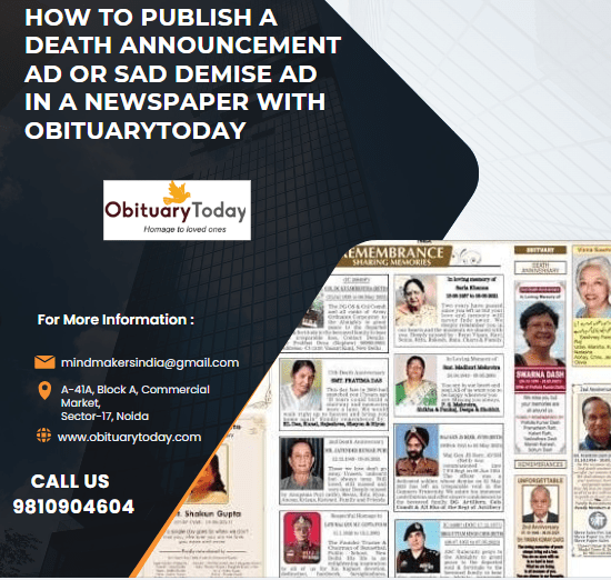 How to Publish a Death Announcement Ad or Sad Demise Ad in a Newspaper with&nbsp;Obituarytoday