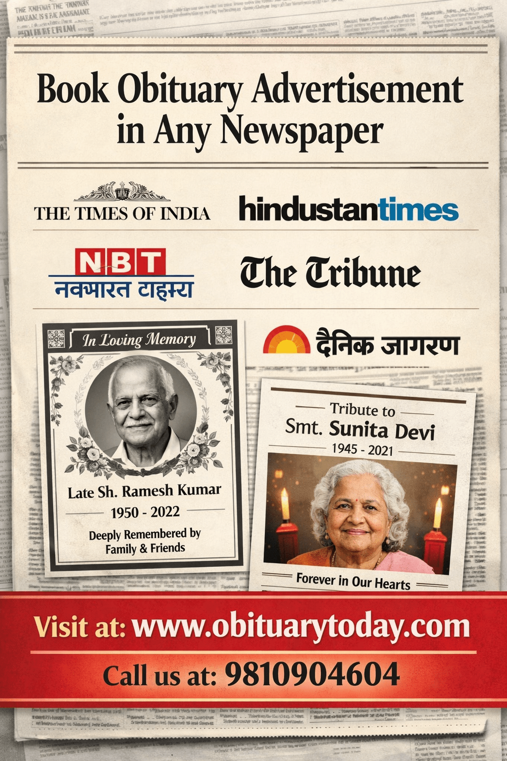 Book obituary ads in top newspapers